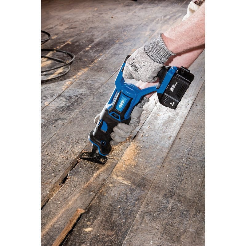 Draper 00593 D20 20V Brushless Reciprocating Saw, 1 x 3.0Ah Battery, 1 x Fast Charger