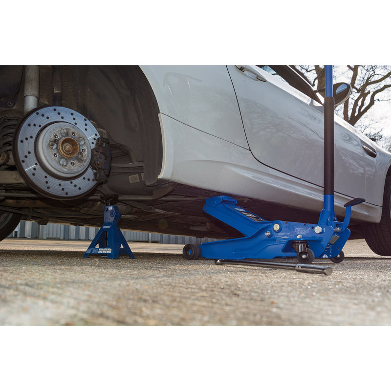 Draper 01106 Draper Expert Professional Low Profile Garage Trolley Jack, 3 Tonne, Blue