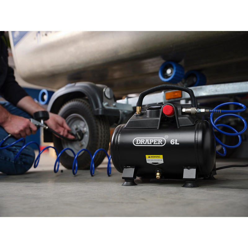 Draper 02115 6L Oil-Free Air Compressor, 1.2kW/1.5hp