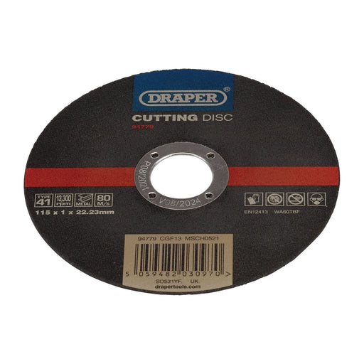 Draper 94779 Stainless-Steel/Inox Metal Cutting Disc, 115 x 1 x 22.23mm