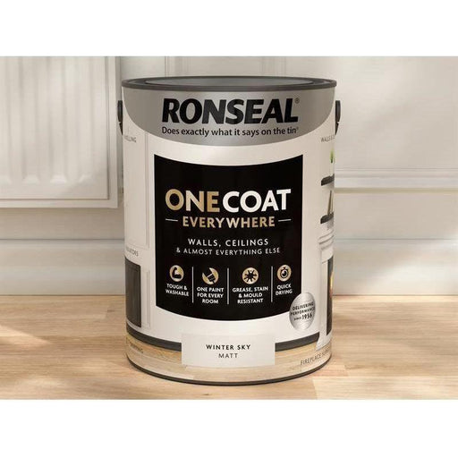 Ronseal One Coat Everywhere Interior Winter Sky Matt 5 litre Ronseal - RockBottom Nothampton