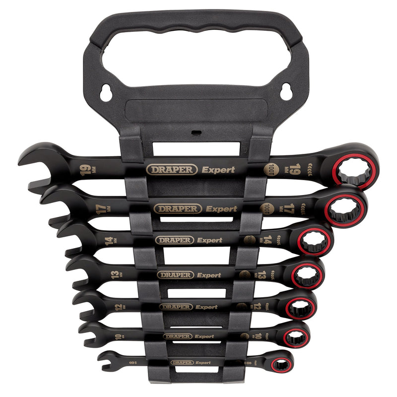 Draper 03895 Draper Expert HI-TORQ® Metric Ratchet Combination Spanner Set, Black (7 Piece)