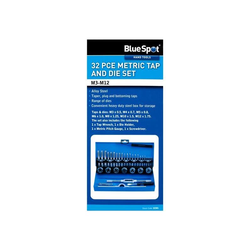 Bluespot Tools Metric Tap and Die Set, 32 Piece BlueSpot Tools - RockBottom Northampton