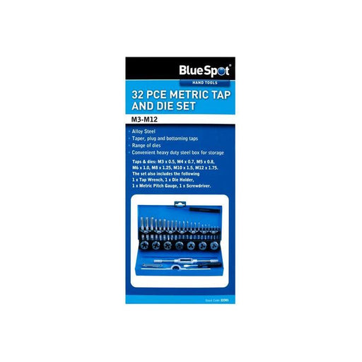 Bluespot Tools Metric Tap and Die Set, 32 Piece BlueSpot Tools - RockBottom Northampton