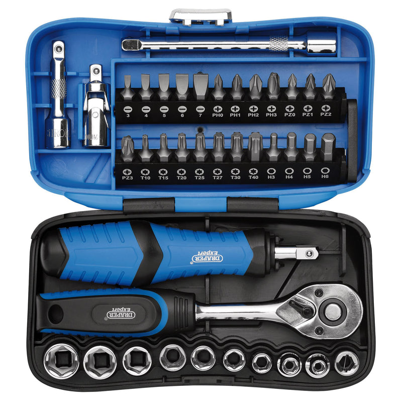 Draper 04713 Draper Expert Socket and Bit Set, 1/4" Sq. Dr. (39 Piece)