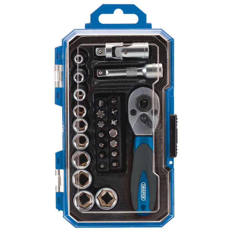 Draper 04778 Metric Socket Set, 1/4" Sq. Dr. (27 Piece)