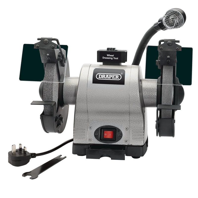 Draper 05097 Heavy Duty Bench Grinder with Work light, 200mm, 550W