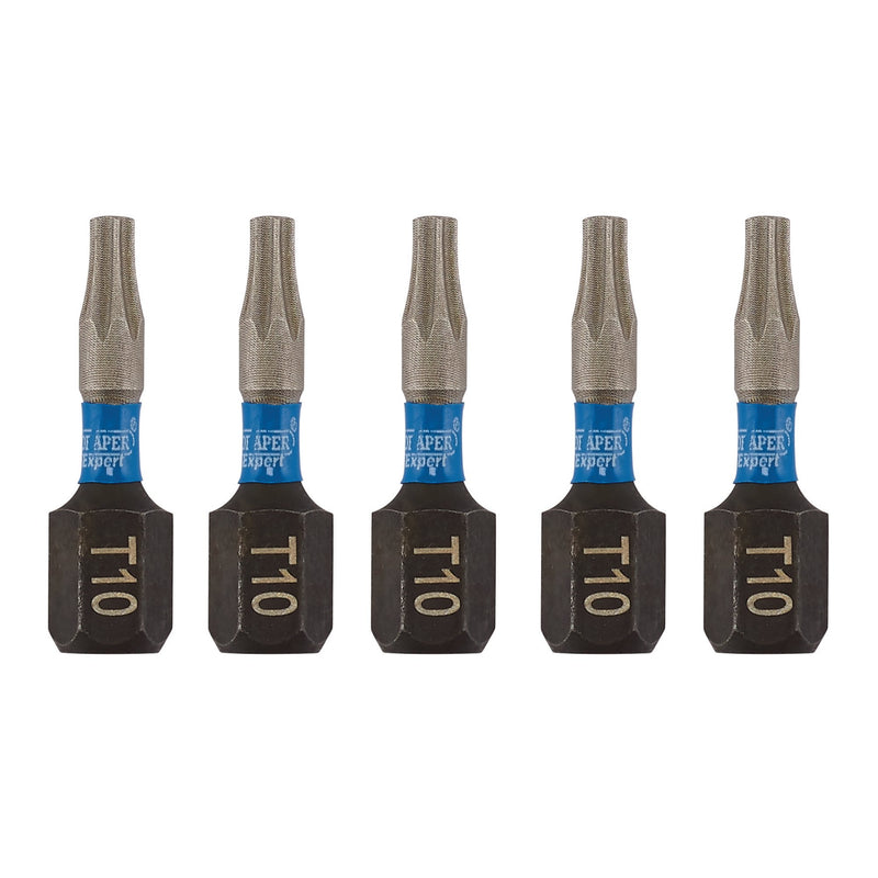 Draper 05491 Draper Expert TX-STAR® Impact Screwdriver Bits, T10 x 25mm, 1/4" Hex (Pack of 5)