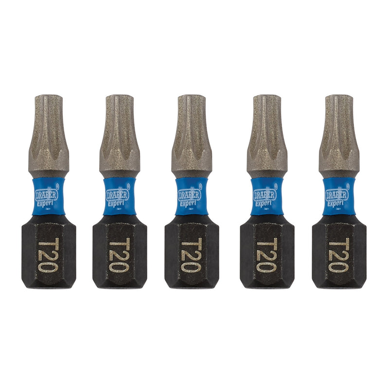 Draper 05493 Draper Expert TX-STAR® Impact Screwdriver Bits, T20 x 25mm, 1/4" Hex (Pack of 5)