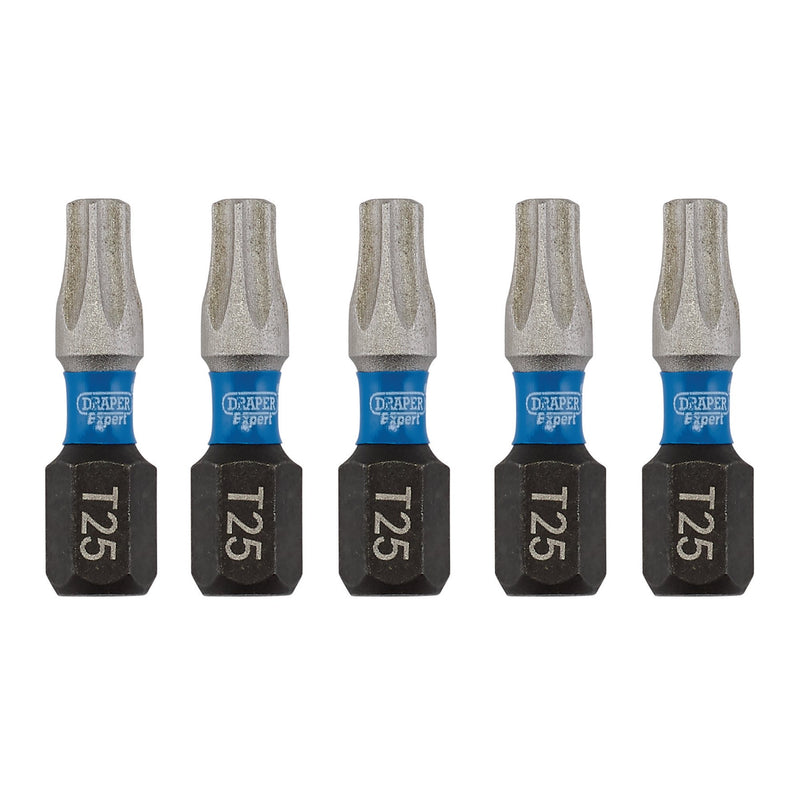 Draper 05494 Draper Expert TX-STAR® Impact Screwdriver Bits, T25 x 25mm, 1/4" Hex (Pack of 5)