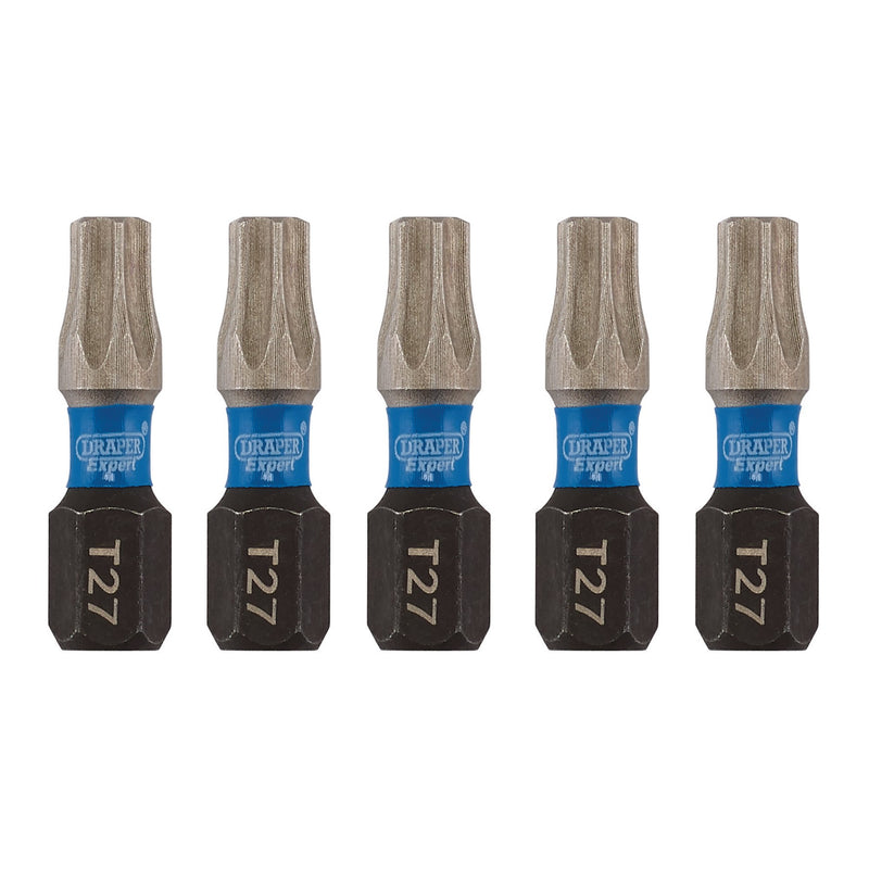 Draper 05495 Draper Expert TX-STAR® Impact Screwdriver Bits, T27 x 25mm, 1/4" Hex (Pack of 5)