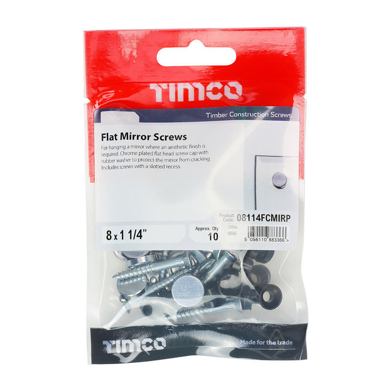 TIMCO Mirror Screws Dome Head Chrome