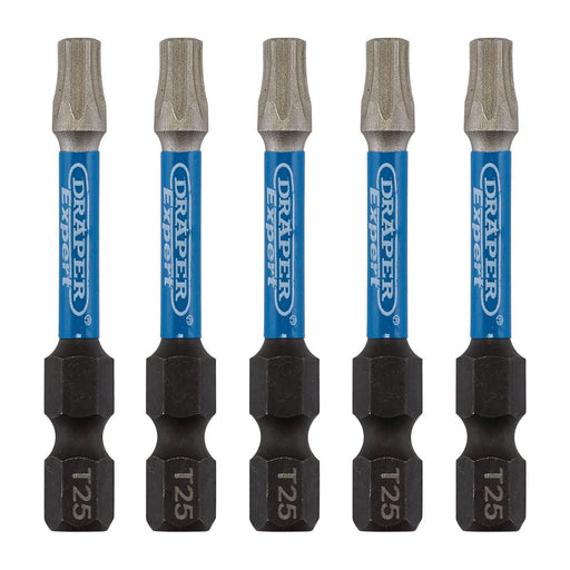 Draper 05653 Draper Expert TX-STAR® Impact Screwdriver Bits, T25 x 50mm, 1/4" Hex (Pack of 5)