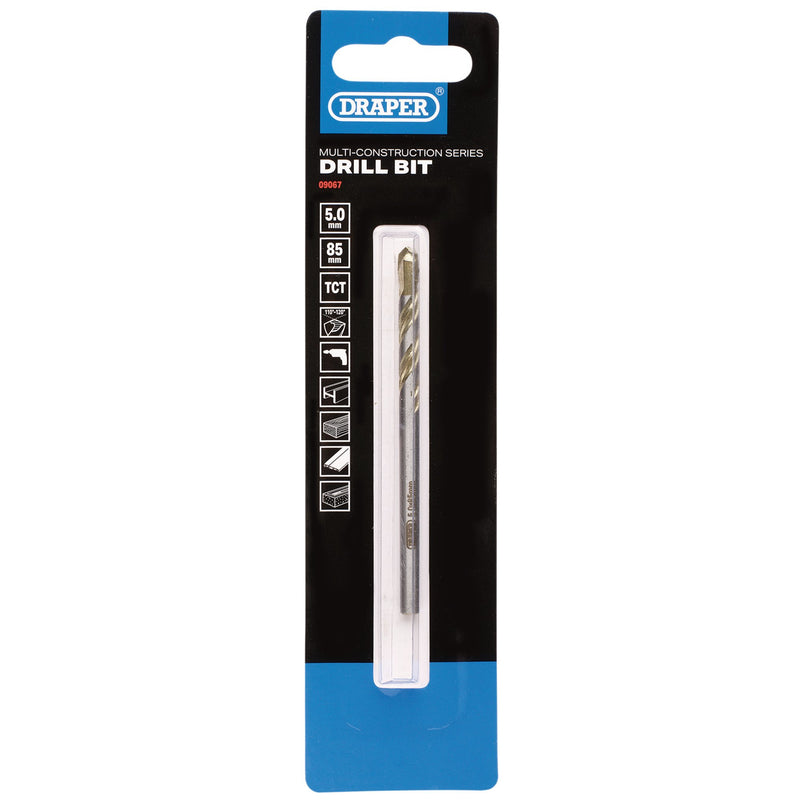 Draper 09067 Multi Construction TCT Drill Bit, 5 x 85mm