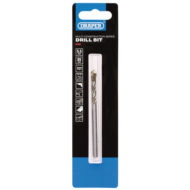 Draper 09068 Multi Construction TCT Drill Bit, 5.5 x 85mm