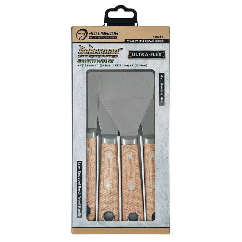 Draper 09617 ROLLINGDOG DOBERMAN™ Putty Knife Set (4 Piece)