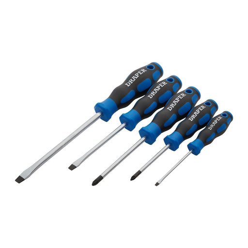 Draper 09783 Soft Grip Screwdriver Set, 3 x Plain Slot, 2 x PZ TYPE (5 Piece)