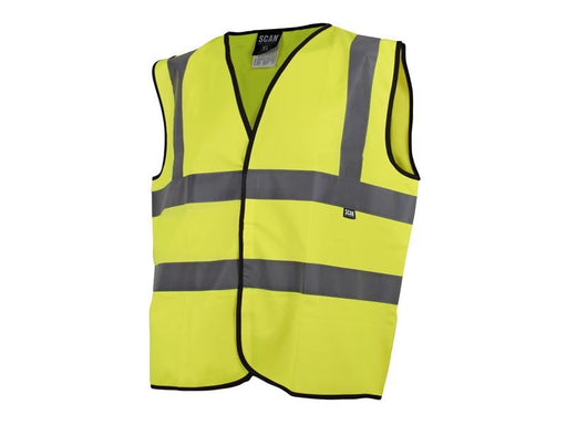 Scan Hi-Vis Waistcoat Yellow - L (44in) (Pack of 80) Scan - RockBottom Nothampton