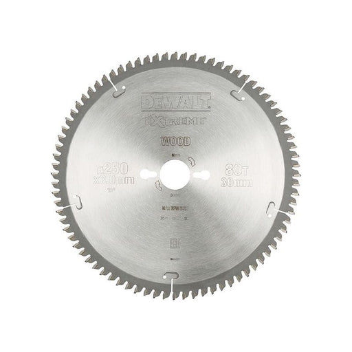 Dewalt Power Tools Series 40 Circular Saw Blade 250 x 30mm x 80T TCG/Neg DeWALT Power Tools - RockBottom Northampton