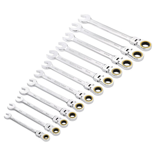 Draper 03932 Draper Expert HI-TORQ® Metric Flexible Head Ratchet Combination Spanner Set (12 Piece)