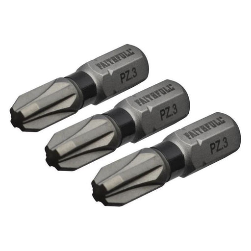Faithfull Pozi Impact Screwdriver Bits PZ3 x 25mm (Pack 3) Faithfull - RockBottom Northampton
