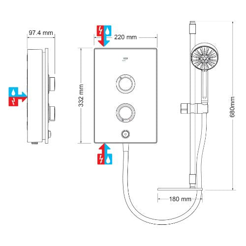 Mira Decor 9.5kW Black Onyx Electric Shower Single Outlet