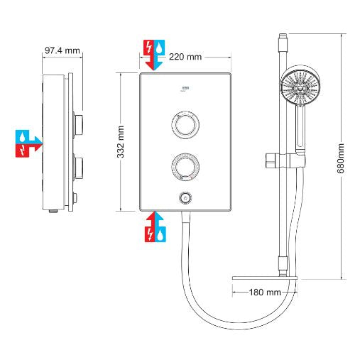Mira Decor 8.5kW White Electric Shower Single Outlet