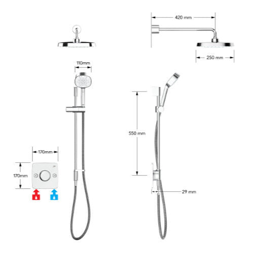 Mira Evoco Dual Shower with Hydroglo