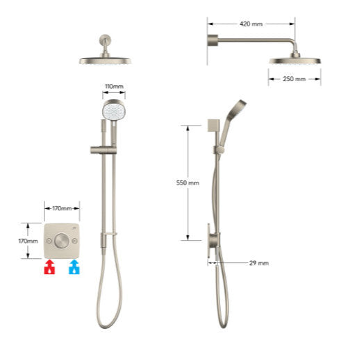 Mira Evoco Dual Bathfill Brushed nickel with Hydroglo
