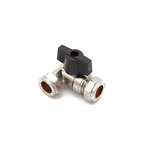 QQHL lever operated chrome plated brass tee isolating valve 15mm - full flow