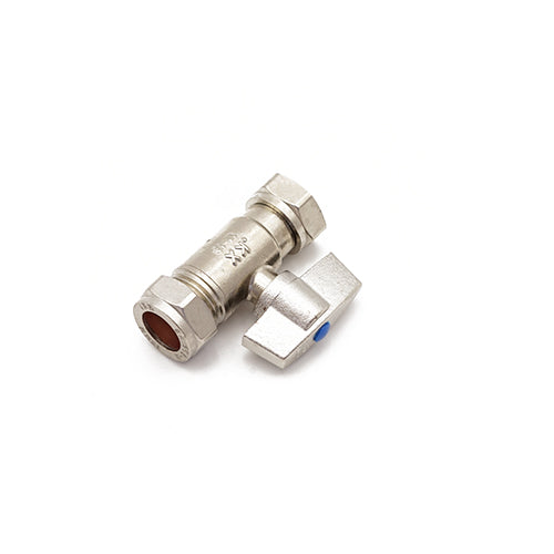 QSPL IsoPlus chrome plated straight service valve 15mm x 1/2"