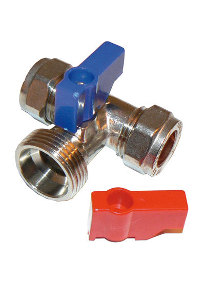 PrimaPack Washing Machine Valve - Tee 15mm x 3/4"