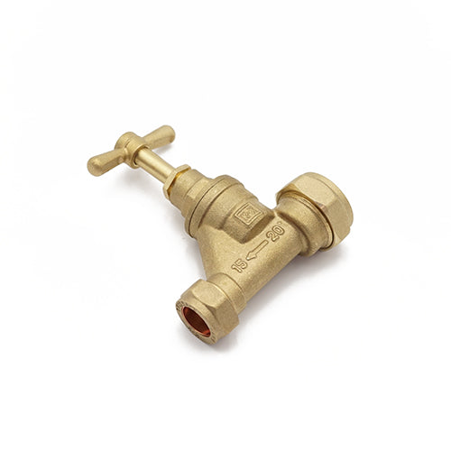 VSP brass stopcock for MDPE poly P20mm x 15mm copper