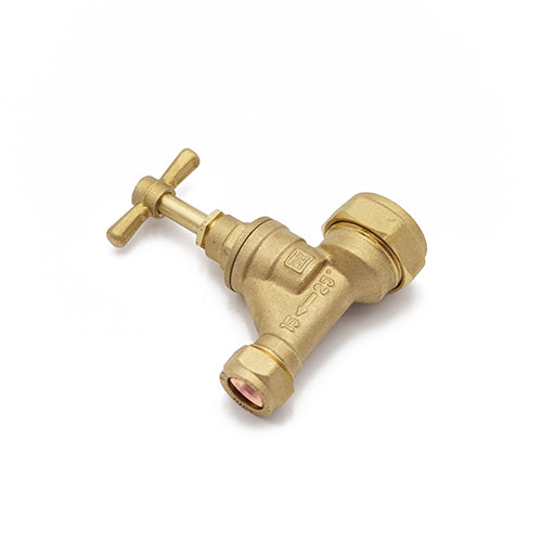 VSP brass stopcock for MDPE poly P25mm x 15mm copper
