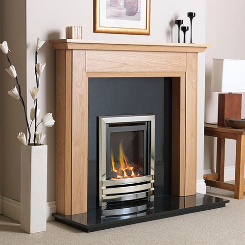Flavel Linear HE Polished Sliver Gas Fire Coal
