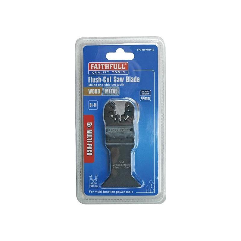 Faithfull Bi-Metal Flush Cut Wood/Metal Blades 44mm (Pack 5) Faithfull - RockBottom Northampton