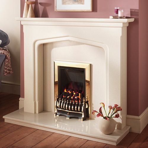 Crystal Diamond Gas Fire C/W Brass Blenheim Front