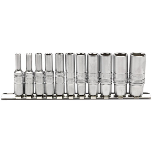Draper Imperial Deep Socket on Metal Rail, 1/4" Sq. Dr. (11 Piece) 16491 Draper - Town Tools 
