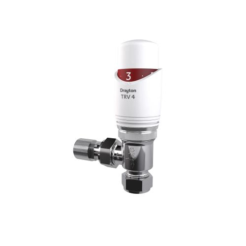 Drayton TRV4 Angled 15mm C/W Head White