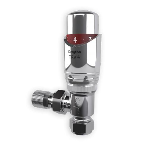Drayton Chrome TRV4 15mm Angled With Lockshield