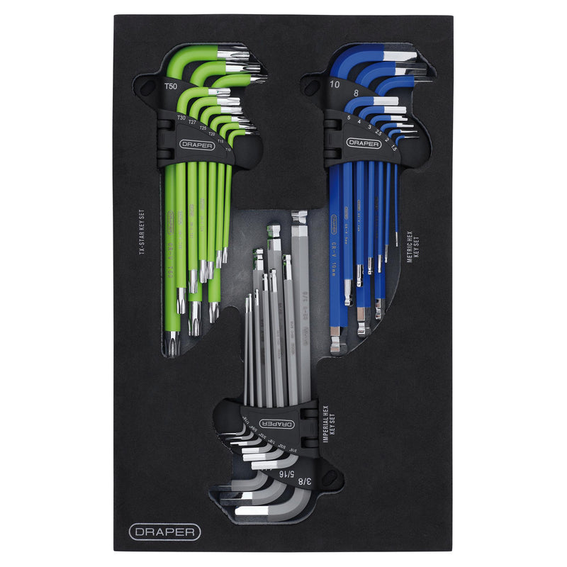 Draper 12822 Draper TX-STAR®, Imperial & Metric Ball End Hex Key Sets (27 Piece)
