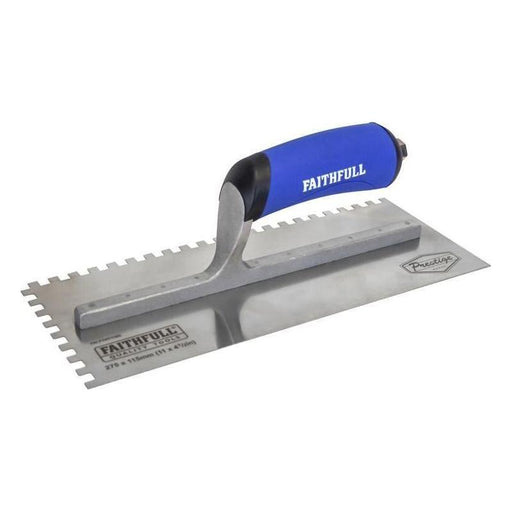 Faithfull Prestige Notched Trowel 275 x 115mm (11 x 4.1/2in) 6mm Notch Faithfull - RockBottom Northampton