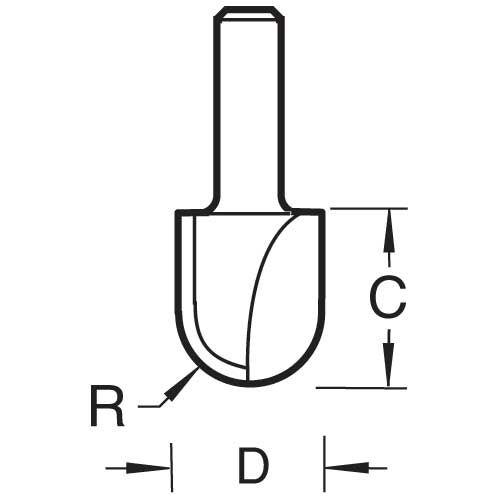 C058X8MMTC - Radius 12.7mm radius x 25.4mm diameter