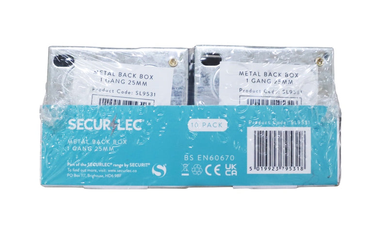 Securlec Metal Back Box 1 Gang 25mm