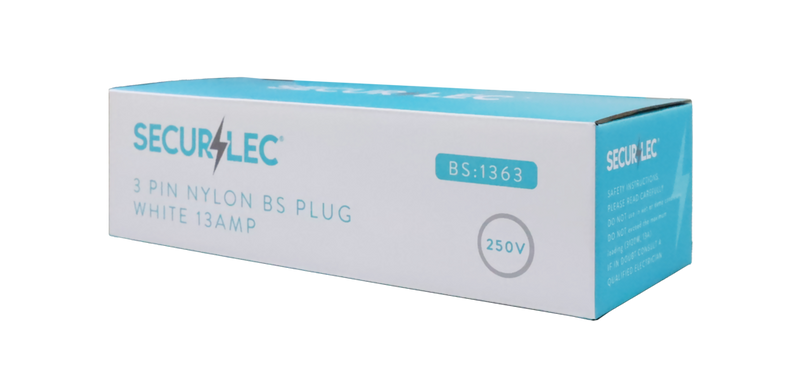 Securlec 3 Pin Nylon BS Plug White 13 Amp 250V Display Box