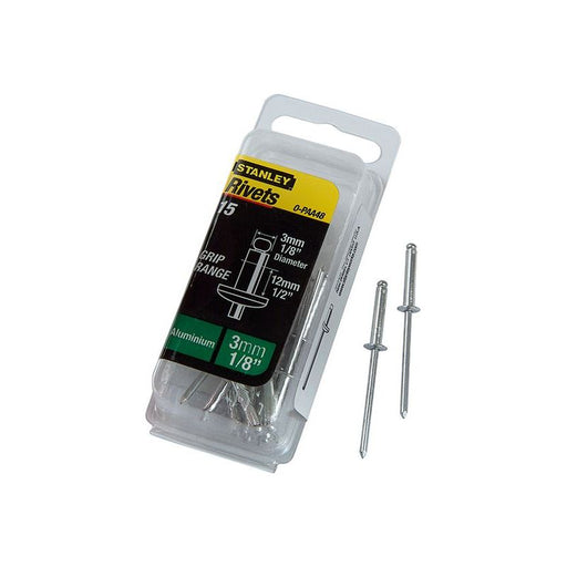 Stanley® Hand Tools 1-PAA48 Aluminium Rivets Long 3 x 12mm Pack of 15 STANLEY® Hand Tools - RockBottom Nothampton