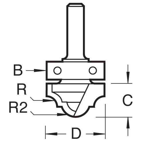 C203X1/2TC - Bearing guided classic panel 6.3mm radius