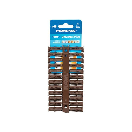 Rawlplug Brown UNO® Plugs 7 x 30mm (Card 48) Rawlplug - RockBottom Nothampton
