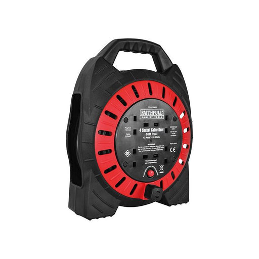 Faithfull Power Plus Semi-Enclosed Cable Reel 240V 13A 4-Socket 10m Faithfull Power Plus - RockBottom Northampton