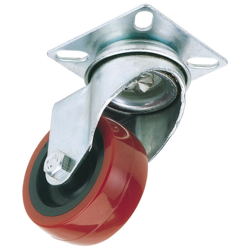 Draper Swivel Plate Fixing Polyurethane Wheel, 75mm Diameter, S.W.L. 70kg 65513 Draper - Town Tools 